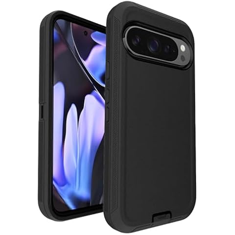 Aliruke for Pixel 9-Pro-XL Case, 3-Layer 16ft Drop Protection, with Dustproof Port Cover, Full-Body Shockproof Heavy Duty Protective Phone Case for Google Pixel 9 Pro XL, Black Cover