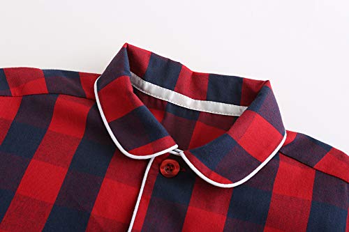 Lavenderi Toddle Kids Girls Boys 100% Cotton Long Sleeve Pajama Set, Pajamas for Kids (Size 2 Toddler-14 Years)(Burgundy/navy plaid,6 Years)3