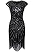 BABEYOND Women's Flapper Dresses 1920s Beaded Fringed Great Gatsby Dress Black