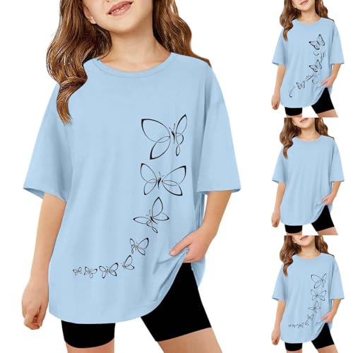 Girls Solid Color Tee Short Sleeve T-Shirt Kids Soft Loose Fit Round Neck Casual Tops for Toddler Summer Trendy Blouses2