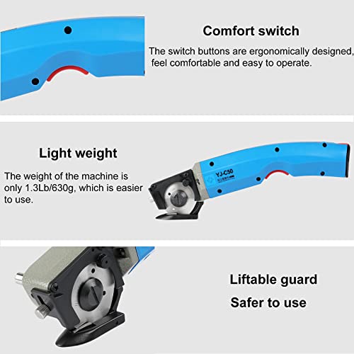 RESHY Portable Electric Cordless Rotary Fabric Cutter with 50mm Rotary Blade Rechargeable Hand-Held Fabric Cutting Machine Electric Scissors for Cutting Multi-Layer Fabric and Leather - Thumbnail 5
