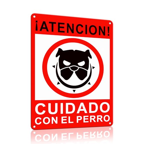 TAKULA Cuidado con el Perro Cartel 25x18 cm - Aluminio Reflectante, Impermeable y Anticorrosivo - Señal de Advertencia para Exteriores