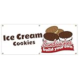 Ice Cream Sandwiches Banner 24' X 72' Heavy Duty 13 Oz Vinyl Banners with Grommets Single Sided