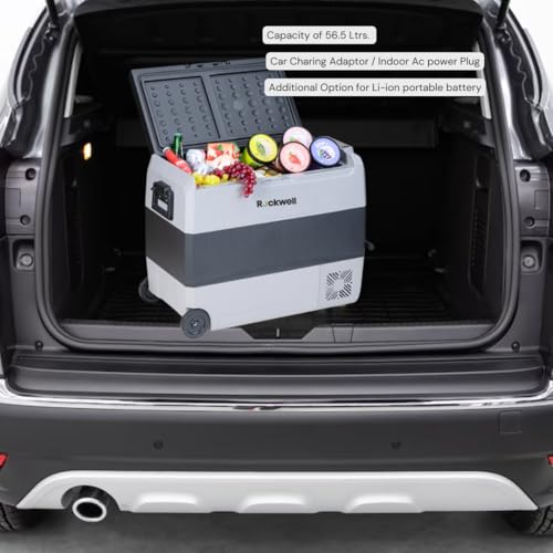 Image of Rockwell 60Ltr Car Cooler /Freezer, Portable Fridge for Outdoor Adventures, 5 Year Warranty, 240V AC Power Cord & 12V Car Adapter (RMC60D, Grey)