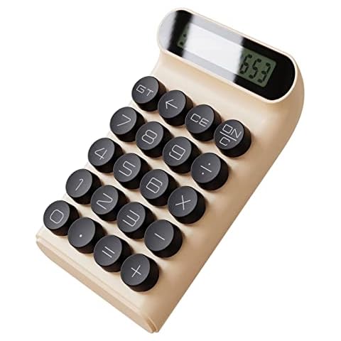 FVDPWYE Mechanical Switch Office Calculator with Large Buttons and 10 Digit Display, Cream Color Cover
