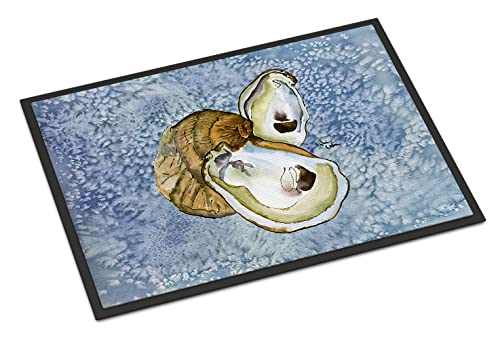 Caroline's Treasures 8152-MAT Oyster Doormat 18x27 Front Door Mat Indoor Outdoor Rugs for Entryway, Non Slip Washable Low Pile, 18H X 27W
