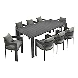 Modway Tahoe Outdoor Patio Powder-Coated Aluminum 9-Piece Dining Set in Gray...