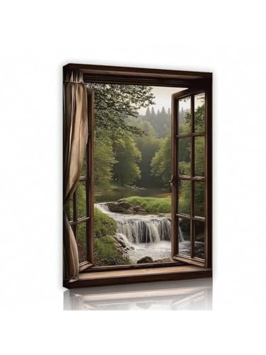 Toile murale cascade avec cadre intérieur de haute qualité 60 x 90 cm