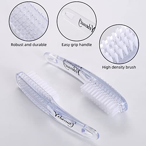 Yebeauty Nail Brush For Cleaning Fingernails Clear, 2 Pack Fingernail Brush Hand Scrub Cleaning Nail Brushes With Case Plastic Hand Finger Toes Scrubbing Brush, Pedicure Nail Scrubber #TOP3