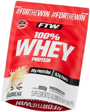 FTW 100% Whey Protein com Proteína Concentrada WPC, Suplemento Alimentar Pós-Treino em Pó com Fonte de Proteína do Soro do Leite, Alto Valor Biológico, Sem Glúten – Refil 900g (Baunilha)