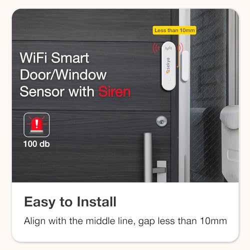 Image of Sekyo WiFi Smart Door Alarm Sensor with Siren | Wireless Magnetic Home Security System with Real-Time App Notifications | Easy Installation | Smart WiFi Connectivity for Door & Window (Pack of 1)
