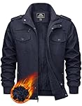 KEFITEVD Men's Winter Autumn Work Jacket Thermal Cargo Fleeced Jackets Military Bomber Jacket, L, Navy Blue