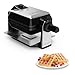 Krups FDD95D Professionelles, Doppelwaffeleisen, 2 belgische Waffeln gleichzeitig, Dreh-Funktion für perfekte Waffel, 7 Bräunungsstufen, spülmaschinengeeignete Platten, 1200W, Schwarz