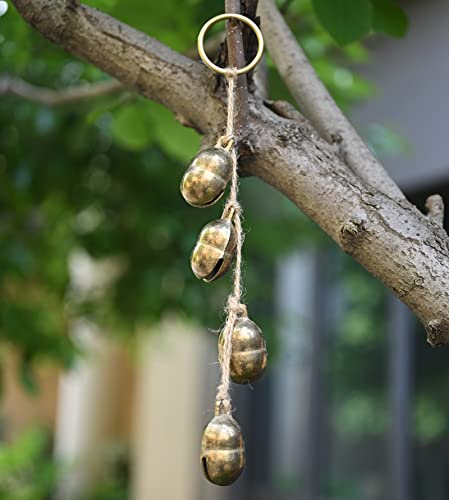Brass Rustic Hanging Bells For Door Knob Decoration, Vintage Home Garden Decor Shopkeepers Bell On Rope (Antique Brass Bells) #TOP2