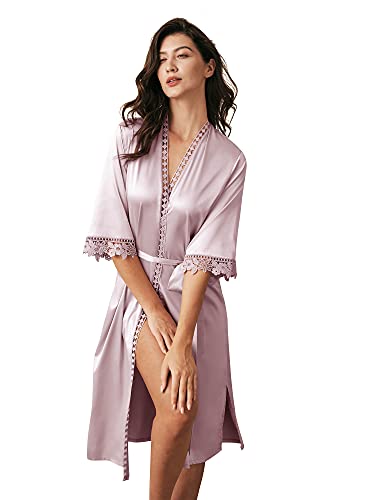 Aw Bridal AWCAYP210U9CP118S Women'S Lace Trim Kimono Robe Bridesmaid Robes Silk Robe cover