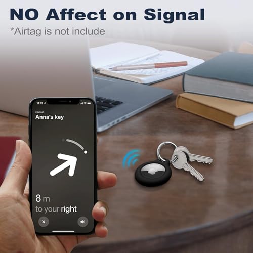 جراب ايرتاج مع سلسلة مفاتيح مضادة للخدش لجهاز آبل اير تاج، اكسسوارات جهاز تتبع جهاز تحديد المواقع جي بي اس عبوة من 2 قطعة من مولوسليف، لون أسود