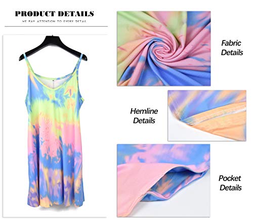 Image of MISFAY Women's Summer Spaghetti Strap Casual Beach Cover Up Dress with Pockets