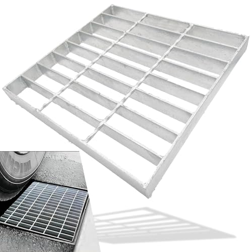 Image of Galvanized Steel Drain Grate, Driveway Channel Cover 12x12 in