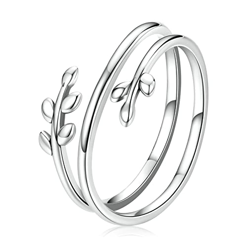 Bague multicouche ajustable au design feuille ciselée haute finition