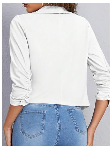 SOLY HUX Women's Casual Blazer 3/4 Open Front Work Office Crop Cardigan Suit Jackets3