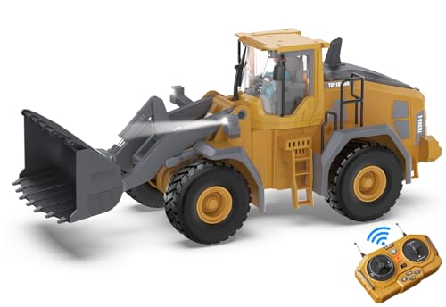 KIDMARKT Metal RC Wheel Loader Toy - Realistic Working Lights and Sounds, 1:20 Scale, 9-Channel Remote Control Construction Play Tractor Toys for Kids 3+, Perfect 2024 Gift