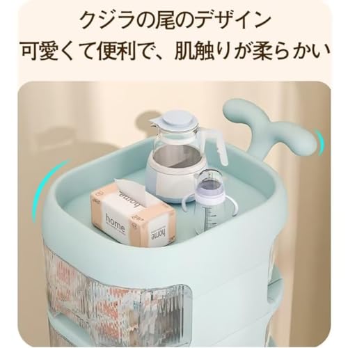 MEMETARO ベビーワゴン キャスター付き 4段 ベビー用品 収納ワゴン 引き出し 取っ手付き 赤ちゃん オムツ収納 多機能 収納カート 移動便利 かわいい 大容量 5枚目