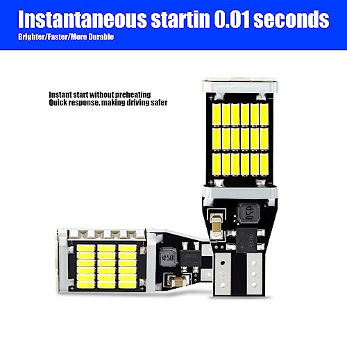 Gunhunt 2 Pcs Car Led Brake Lights, T15 Led Car Bulbs 4014 45Smd Chipsets, Error Free Led Bulb Backup Light Bulbs, Brake Light For Most Cars Trucks Rvs (White) #TOP4