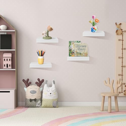 FURNITABLE Schweberegal 4er Set Kompakt 20x20cm Wandregal MDF für Bad, Küche, Flur - Weiß