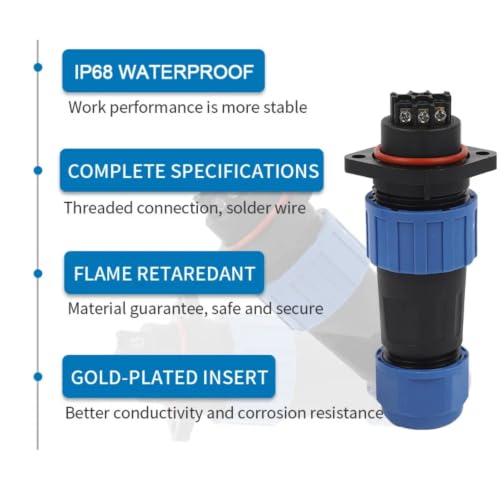 Enchufe industrial recto LP20-4F sin soldadura con aislamiento IP68 para cableado estanco 7