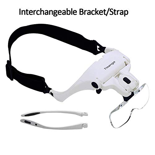 TMANGO Head Mount Magnifier with Lights, Magnifying Headset Glasses for