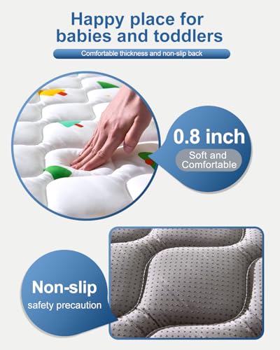 Odorless Premium Foam Baby Play Mat 59" x 59", Soft Microfiber Fabric Crawling Mat for Floor- Comfortable and Hypoallergenic, Non-Slip Cushioned Floor Playpen mat for Infants,Babies,Toddlers