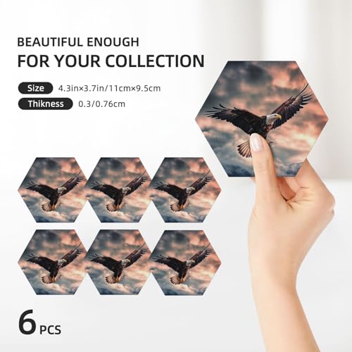 Dessous de verre céramique aigle 6 pièces avec support chic