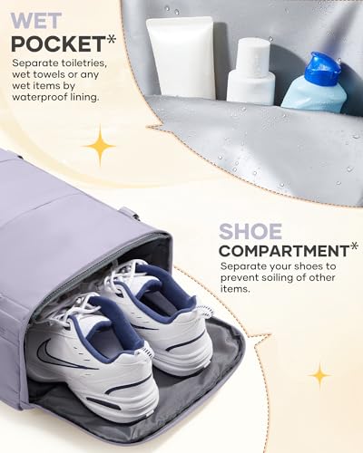 Image of coofay Large Carry On Backpack Flight Approved Personal Item Travel Backpack For Women Airline Approved Waterproof Sports Luggage Backpack Casual Daypack Small Hiking Backpack Purple Backpack