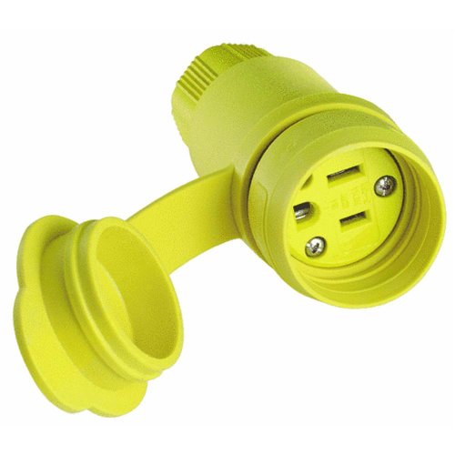 EATON 15W47-K Arrow Hart Grounded Straight Blade Watertight Electrical Connector, 125 V, 15 A, 2 Pole, Yellow