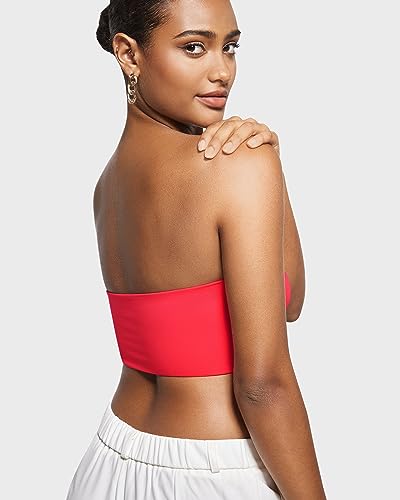 Image of INLYRIC Women's Inbarely Strapless Bandeau Bra Bralette Tube Top Seamless Comfortable Stretchy Non Padded Bras Tops