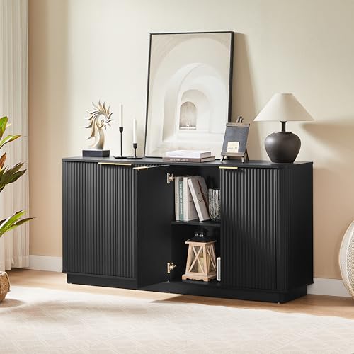 JIJIWANG Fluted Sideboard Buffet Cabinet with Storage, TV Stand with