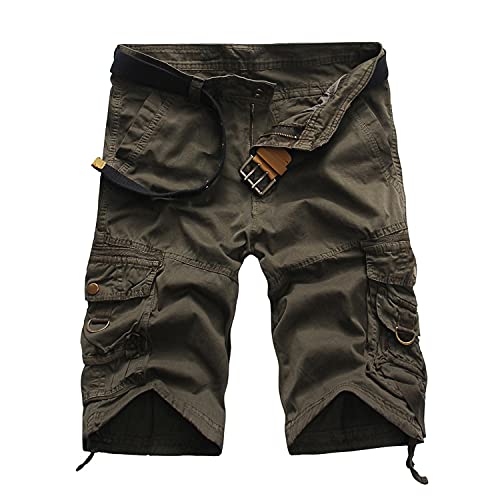 Maiyifu-GJ Men's Relaxed Fit Camo Cargo Shorts Lightweight Multi Pocket Outdoor Short Pants Casual Hiking Tactical Shorts (Grey,31)