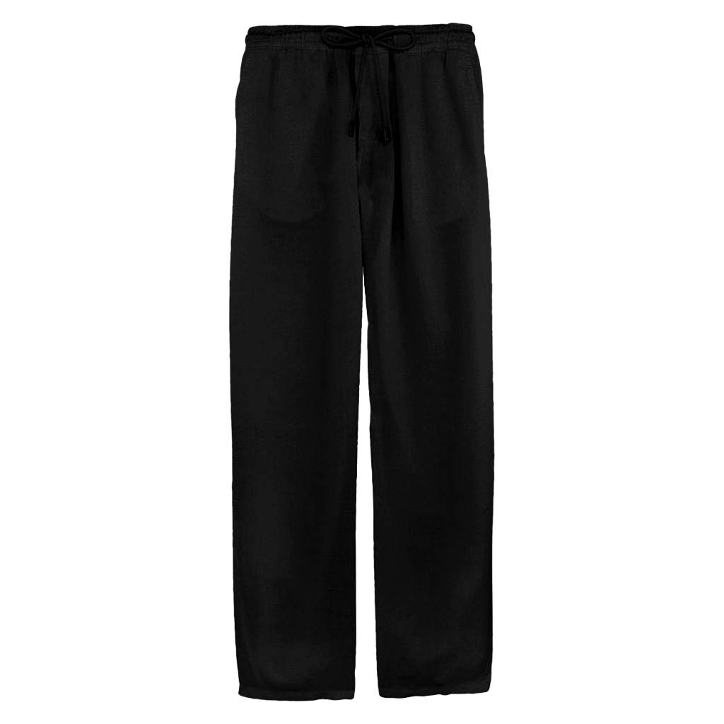 Pantalon Large Homme Coton Lin Respirant - Taille Haute Élastique - Pantalon Fluide Yoga Plage