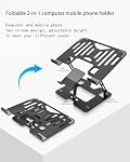 2-in-1 Laptop Stand for Desk with Phone & Tablet Holder Black