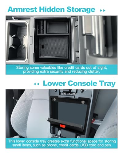Image of CDEFG 2Pcs for 2024 2025 2026 Toyota Tacoma Center Console Organizer Tray | for Toyota 2024 2025 2026 Tacoma Accessories Middle Console Organizer Armrest Compartment Storage Box