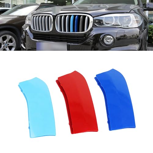 Image of x xotic tech Iconic 3-color Tri Grille Insert Trims Strips, Front Center Kidney Grilles Compatible with BMW X5 F15 2014-2018, X6 F16 2015-2016 (7 Beam Bars)