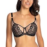 Gaia Dame Soft-BH Träger Spitze Geblümt Schleife Schalen 1099 Carole, Schwarz,70D