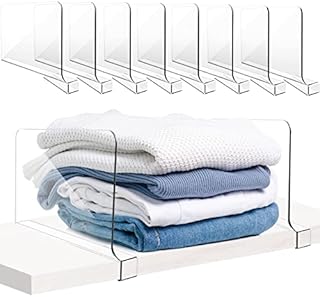 ZONITOK 8PCS Acrylic Shelf Dividers for Closets Organization, Clear Closet Wardrobe Separator, Vertical Closet Shelf Divider Purse Organizer for Sweater Shirts Clothes Handbags Cabinets Bookshelves