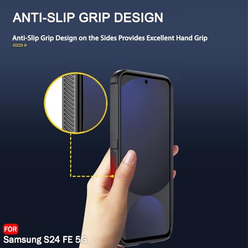 Image of TheGiftKart Liquid Silicon Back Cover Case for Samsung Galaxy S24 FE 5G | Shockproof Military Grade Protection | Micro-Fibre Cloth On Inner Side | Anti-Slip Grip Cover for Samsung S24 FE (TPU, Black)