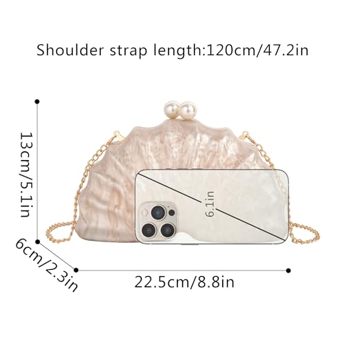Image of Women Seashell Evening Bag Purse Mermaid Chain Strap Clutch Handbag Shoulder Bag | Seashell