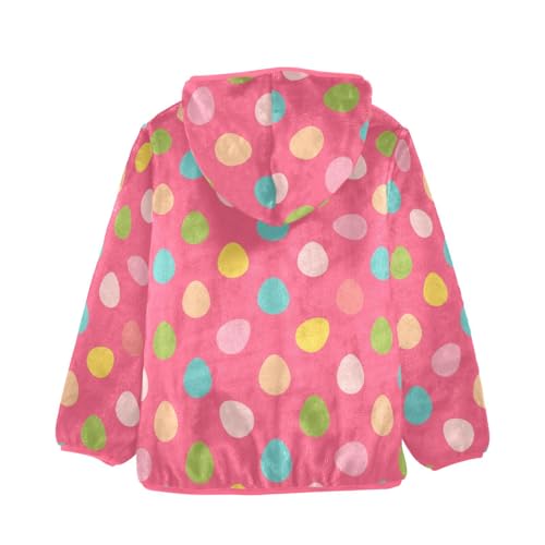 OTVEE Easter Colorful Eggs Pink Kids Hoodie Jacket Fall Spring Full Zip Warm Outwear Coat2