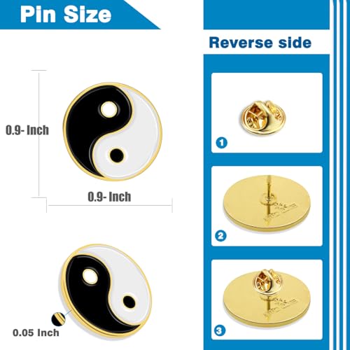 Image of 10 /20 /50 /100Pcs Round Yin Yang Black and White YinYang Symbol Enamel Lapel Pin Bulk