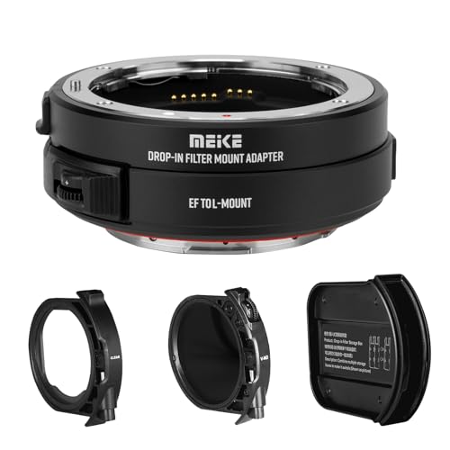 Meike EFTL-C VND - Adaptador de lente de montaje AF de metal con convertidor de filtros ND y UV variables para lentes Canon EF/EF-S a cámaras Lumix Sigma L-Mount sin espejo S1 S1R S9 S1H FP SL