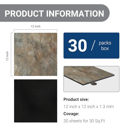 Dotfloor 30-Pack 30Sq Self Adhesive Vinyl Floor Tiles - 12x12 Inch Peel and Stick Floor Tile, Waterproof & Thicker Marble Pattern Flooring, Removable Tiles for, Bathroom, Bedroom (Pattern Marble) by Dotfloor - Image 2