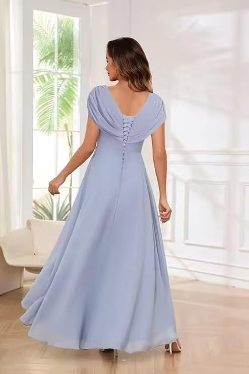 Women's Floral Print Mother of The Bride Dresses with Cap Sleeves Aline Pleated Formal Evening Dress DE5322